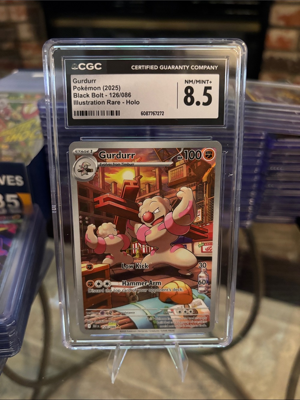 CGC 8.5 Gurdurr Full Art Illustration Rare Holo Pokemon Black Bolt 126/086